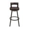 Armen Living Lynof Swivel Bar Stool in Brown Metal with Brown Faux Leather 840254335509 - alternate 3